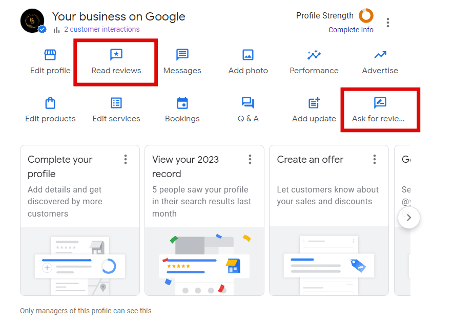 Google Business Profile Home Page Reviews