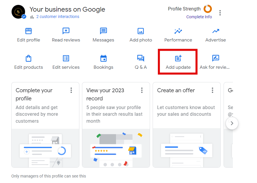 Google Business Profile Home Page update