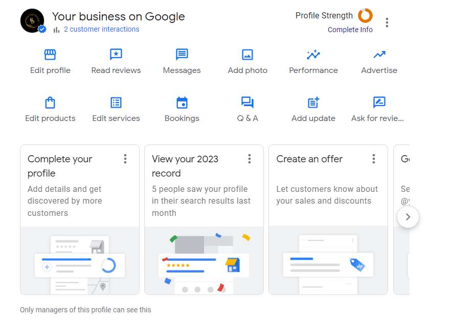 Google Business Profile Home Page